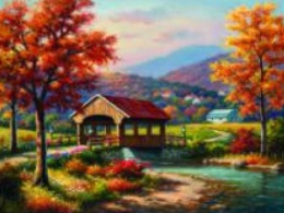 (30x40) Haft Diamentowy Mozaika Diamond Painting Most Krajobraz Pejzaż Kecja