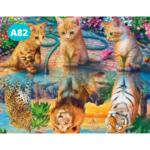 Haft Diamentowy Mozaika Diamond Painting Kot Kotki Tygrysy Tygrys