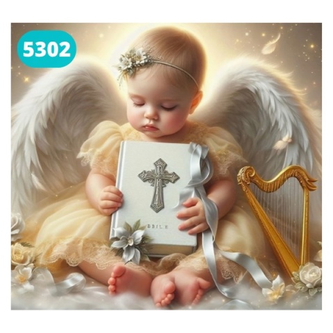 Haft Diamentowy Mozaika Diamond Painting Chrzest Dziecko Krzyż Jezus