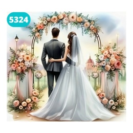 Haft Diamentowy Mozaika Diamond Painting Ślub Wesele Mąż Żona Kwiaty
