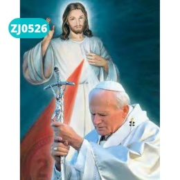 Haft Diamentowy Mozaika Diamond Painting Jezus Jan Paweł II Gołąb