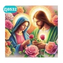 Haft Diamentowy Mozaika Diamond Painting Maryja Jezus Kwiaty Róże