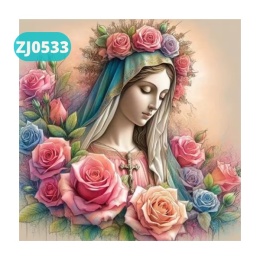 Haft Diamentowy Mozaika Diamond Painting Maryja Kwiaty Róże Krzyż
