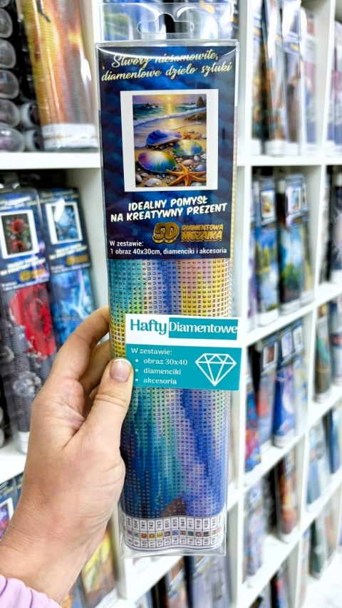 Haft Diamentowy Plaża Wodospad Muszelki Mozaika Diamond Painting Zestaw