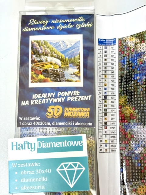 Haft Diamentowy Pociąg Lokomotywa Ciuchcia Diamond Painting Mozaika Zestaw