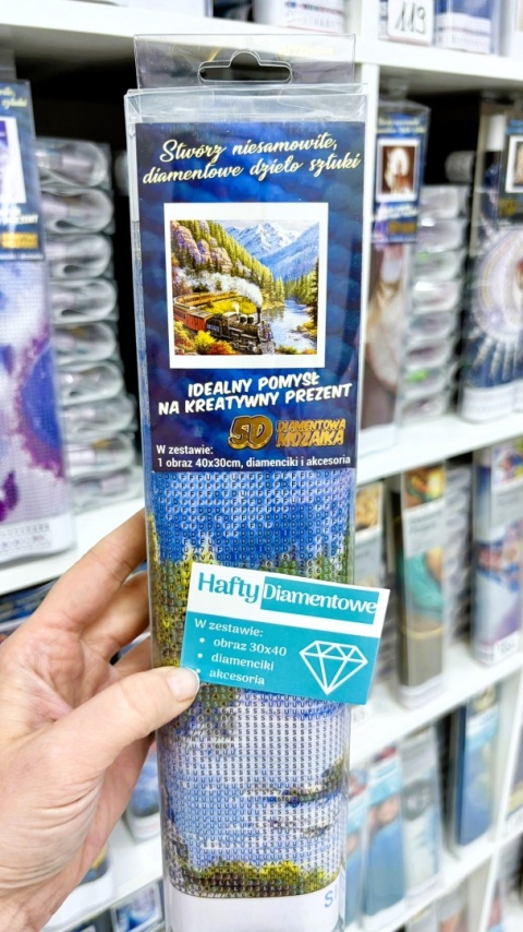 Haft Diamentowy Pociąg Lokomotywa Ciuchcia Diamond Painting Mozaika Zestaw