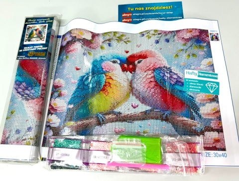 Haft Diamentowy Ptaki Papugi Kwiaty Mozaika Diamond Painting Zestaw