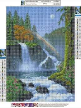 Haft Diamentowy Mozaika Diamond Painting Wodospad Krajobraz Tęcza