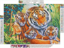 Haft Diamentowy Mozaika Diamond Painting Tygrysy Rodzina Tygrys