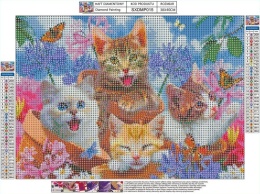 Haft Diamentowy Mozaika Diamond Painting Kot Kotek Kotki Kwiaty Dla Dzieci