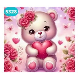 Haft Diamentowy Mozaika Diamond Painting Miś Kwiaty Serce Dla Dzieci