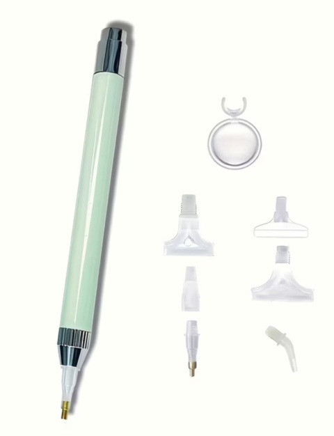 Zielony Długopis Aplikator do Diamond Painting Haftu Diamentowego Mozaiki Z Lupą