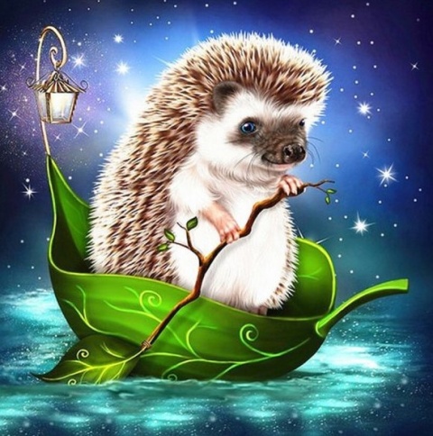 Haft Diamentowy Mozaika Diamond Painting Jeż Jeżyk Liść Dla Dzieci