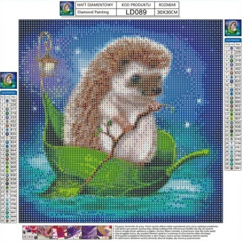 Haft Diamentowy Mozaika Diamond Painting Jeż Jeżyk Liść Dla Dzieci