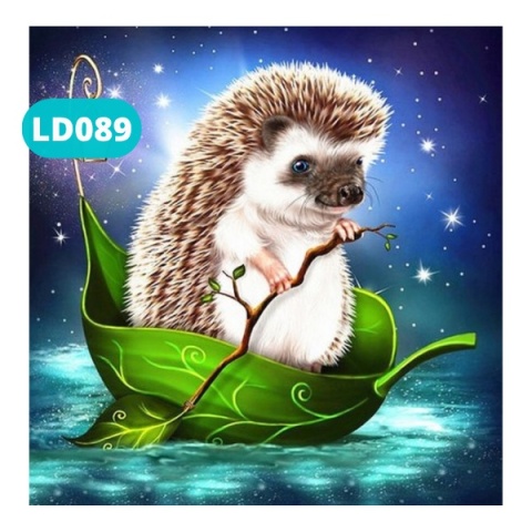 Haft Diamentowy Mozaika Diamond Painting Jeż Jeżyk Liść Dla Dzieci