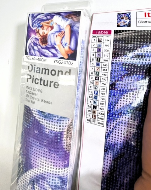 Haft Diamentowy Anioł Stróż z Dzieckiem Matka Mozaika Diamond Painting Zestaw 5D
