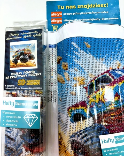 Haft Diamentowy Auto Samochód MonsterTruck Mozaika Diamond Paiting Zestaw