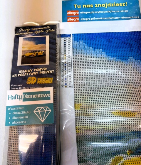 Haft Diamentowy Auto Samochód Pojazd żółty Mozaika Diamond Painting Zestaw 5D