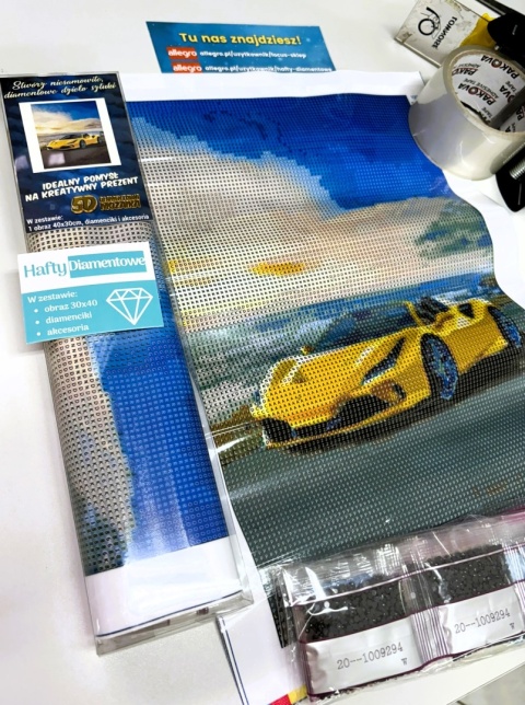 Haft Diamentowy Auto Samochód Pojazd żółty Mozaika Diamond Painting Zestaw 5D