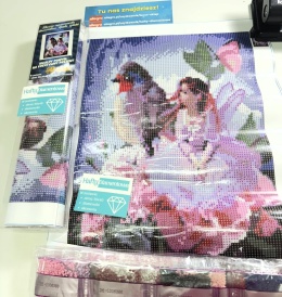 Haft Diamentowy Calineczka Bajka Ptak Kwiaty Diamond Painting Mozaika Zestaw