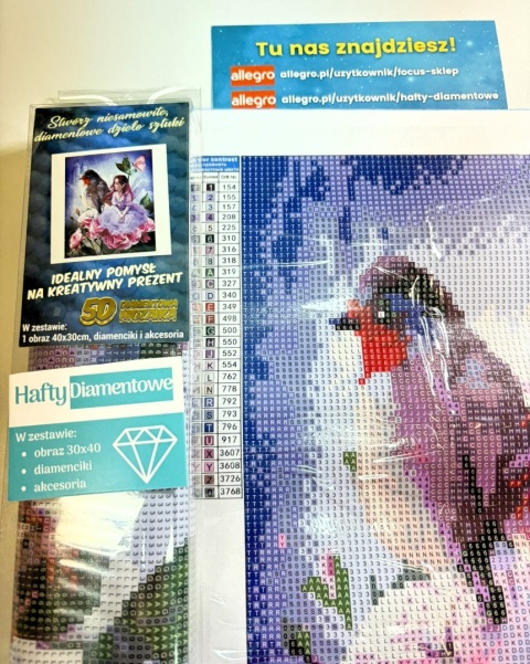 Haft Diamentowy Calineczka Bajka Ptak Kwiaty Diamond Painting Mozaika Zestaw