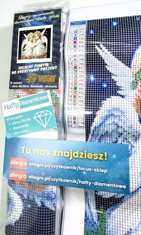 Haft Diamentowy Diamond Painting Mozaika Anioł Aniołki Dzieci Chrzest Komunia