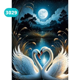 Haft Diamentowy Diamond Painting Mozaika Łabędzie Pełnia Księżyc
