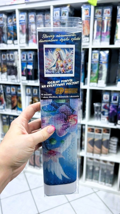 Haft Diamentowy Diamond Painting Mozaika Maryja Kwiaty Modlitwa Boska