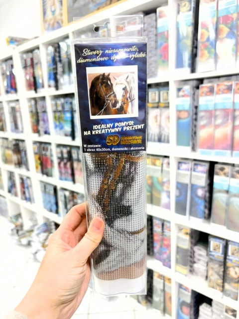 Haft Diamentowy Konie Koń Biały Mozaika Diamond Painting Zestaw 5D