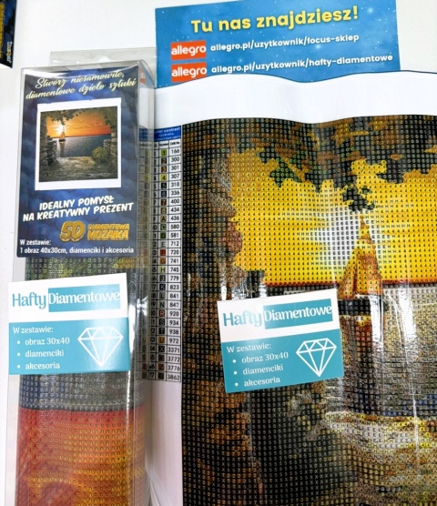 Haft Diamentowy Krajobraz Zachód Słońca Mozaika Diamond Painting Zestaw