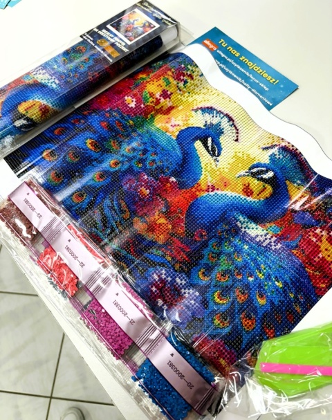 Haft Diamentowy Kwiaty Pawie Zwierzęta Diamond Painting Mozaika Zestaw 5D