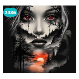 Haft Diamentowy Malowanie Diamentami Diamond Painting Mozaika Kobieta Zachód Słońca Las