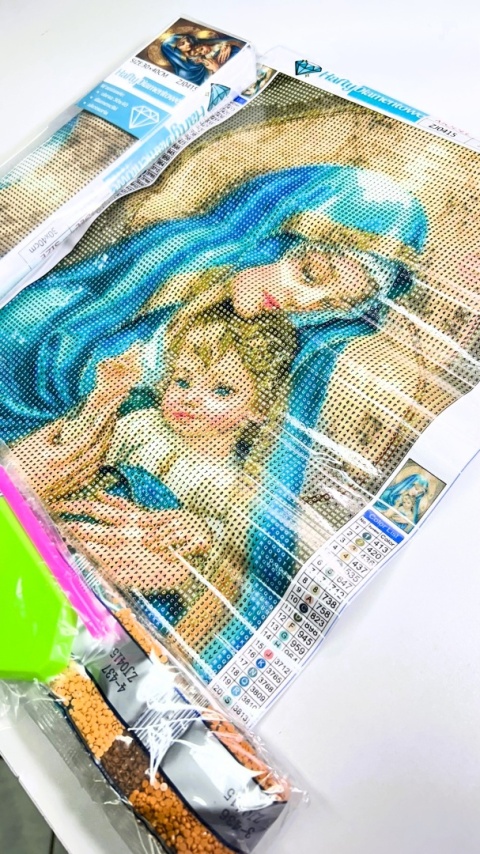 Haft Diamentowy Maryja Matka Boska z dzieciątkiem Mozaika Diamond Paiting