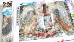 Haft Diamentowy Mozaika Diamond Painting Chrzest Dziecko Krzyż Jezus