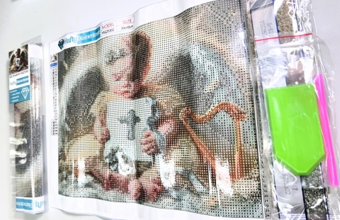 Haft Diamentowy Mozaika Diamond Painting Chrzest Dziecko Krzyż Jezus