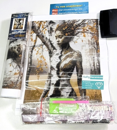 Haft Diamentowy Mozaika Diamond Painting Drzewo Krajobraz Las Kobieta