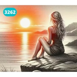 Haft Diamentowy Mozaika Diamond Painting Kobieta Zachód Słońca Morze