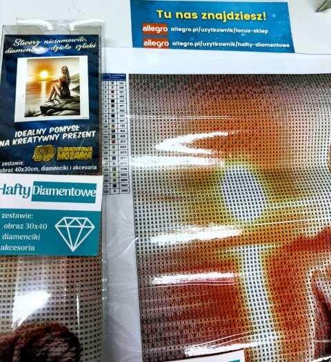 Haft Diamentowy Mozaika Diamond Painting Kobieta Zachód Słońca Morze