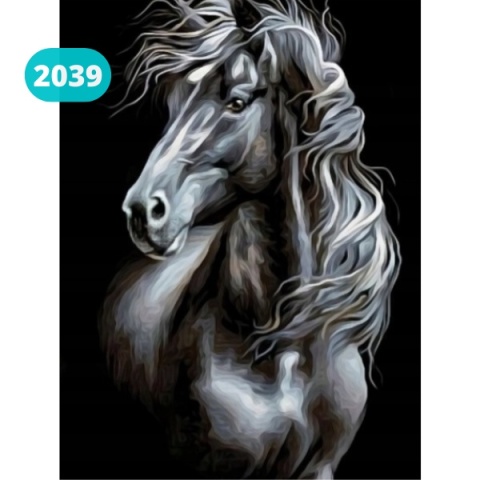 Haft Diamentowy Mozaika Diamond Painting Koń Konie Zwierzęta Czarny