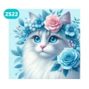 Haft Diamentowy Mozaika Diamond Painting Kot Kotek Kwiaty Biały Kot Kotki