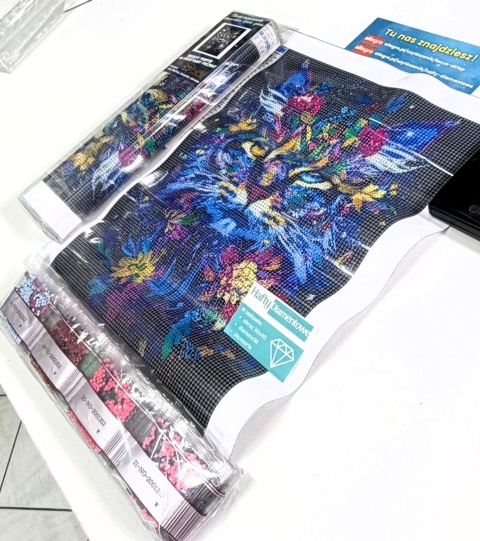 Haft Diamentowy Mozaika Diamond Painting Kot Kotek Kwiaty Dla Dzieci