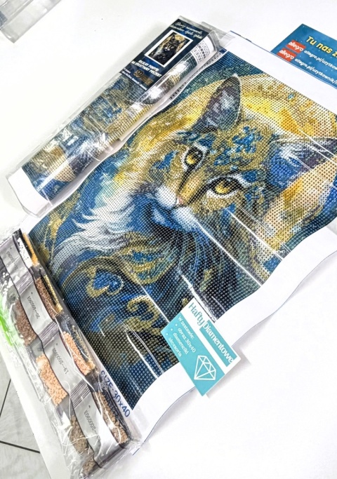 Haft Diamentowy Mozaika Diamond Painting Kot Kotek Kwiaty Dla Dzieci