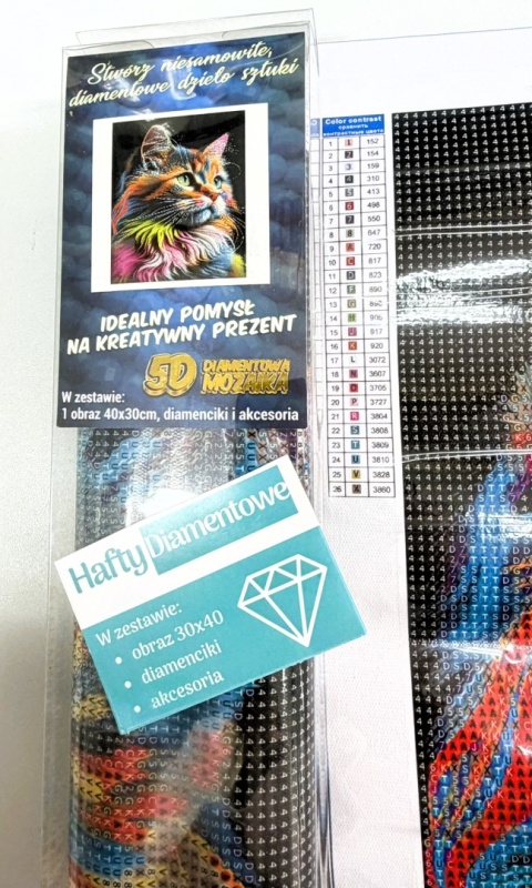 Haft Diamentowy Mozaika Diamond Painting Kot Kotek Zwierzęta