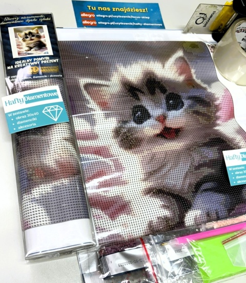 Haft Diamentowy Mozaika Diamond Painting Kotek Kotki Zwierzęta