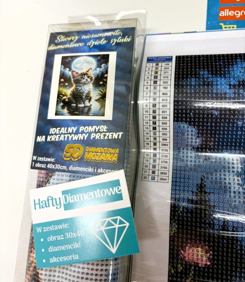 Haft Diamentowy Mozaika Diamond Painting Kotek Księżyc Pełnia Dla Dzieci