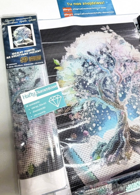 Haft Diamentowy Mozaika Diamond Painting Książka Drzewo Czytanie