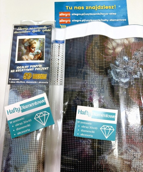 Haft Diamentowy Mozaika Diamond Painting Kwiaty Kobieta Księżniczka