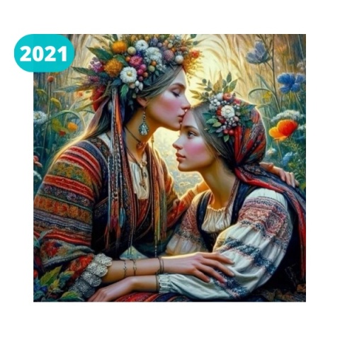 Haft Diamentowy Mozaika Diamond Painting Kwiaty Słowianki Kobieta