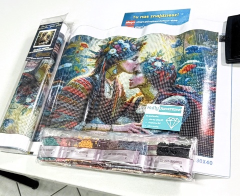 Haft Diamentowy Mozaika Diamond Painting Kwiaty Słowianki Kobieta