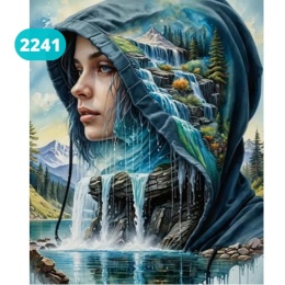 Haft Diamentowy Mozaika Diamond Painting Malowanie Diamentami Góry Kobieta Krajobraz Wodospad